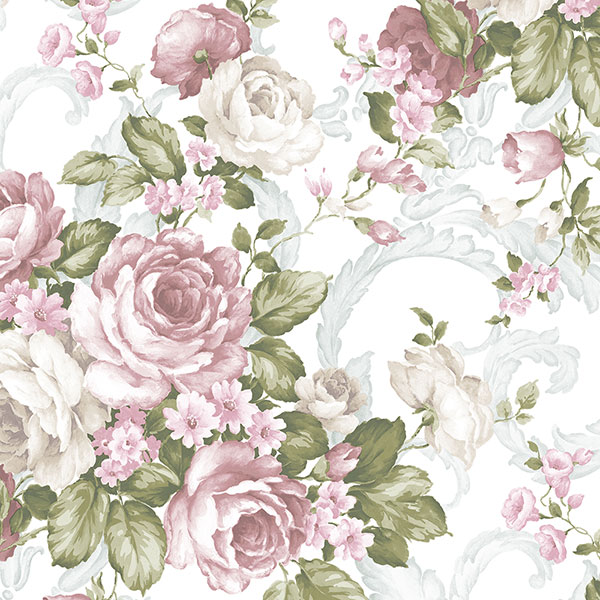Patton Wallcoverings CH22531 Manor House Grand Floral Wallpaper